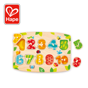 Hape Number Peg Puzzle | Educational Wooden Jigsaw Puzzle Toy for Toddlers, 10-Piece