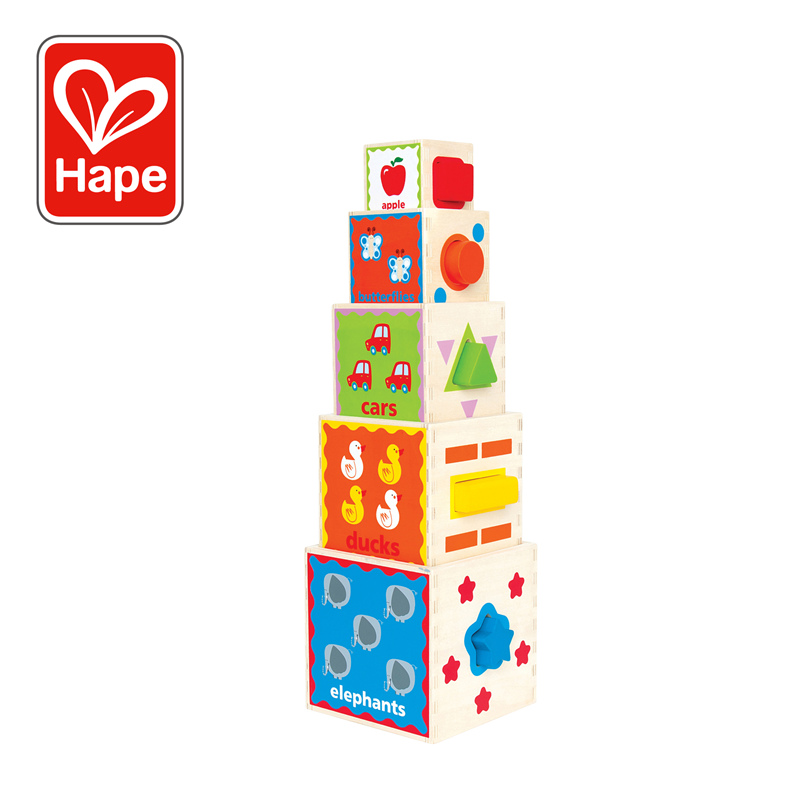 Hape Pyramid of Play | Colorful Educational Nesting Stacker Blocks For Kids, 18 Months+