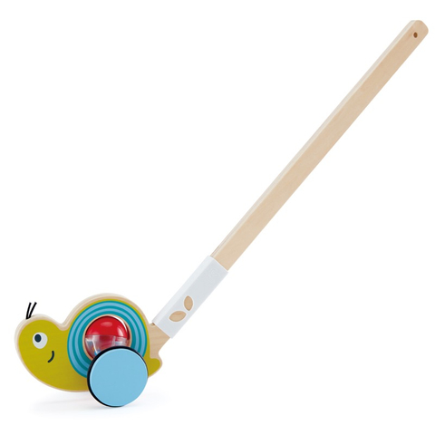 Hape Snail Push Pal | Wooden Push Along Ball Rattle, Baby Walker Push Toy for Children 12 Months And Up