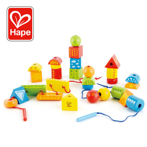 Hape String-Along Shapes | Classic 32 Piece Wooden Block Stacking Game