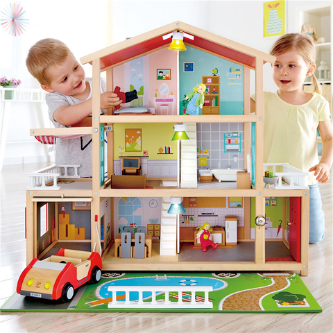Hape Doll Family Mansion| Wooden Play Mansion with Accessories for Ages 3+ Years