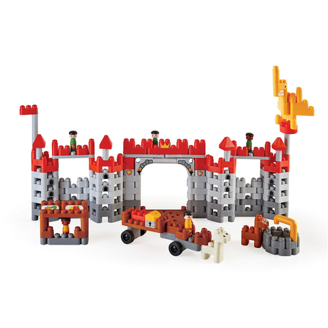 Hape PolyM Medieval Castle | 310 Piece Building Brick Castle Toy Set with Figurines & Accessories