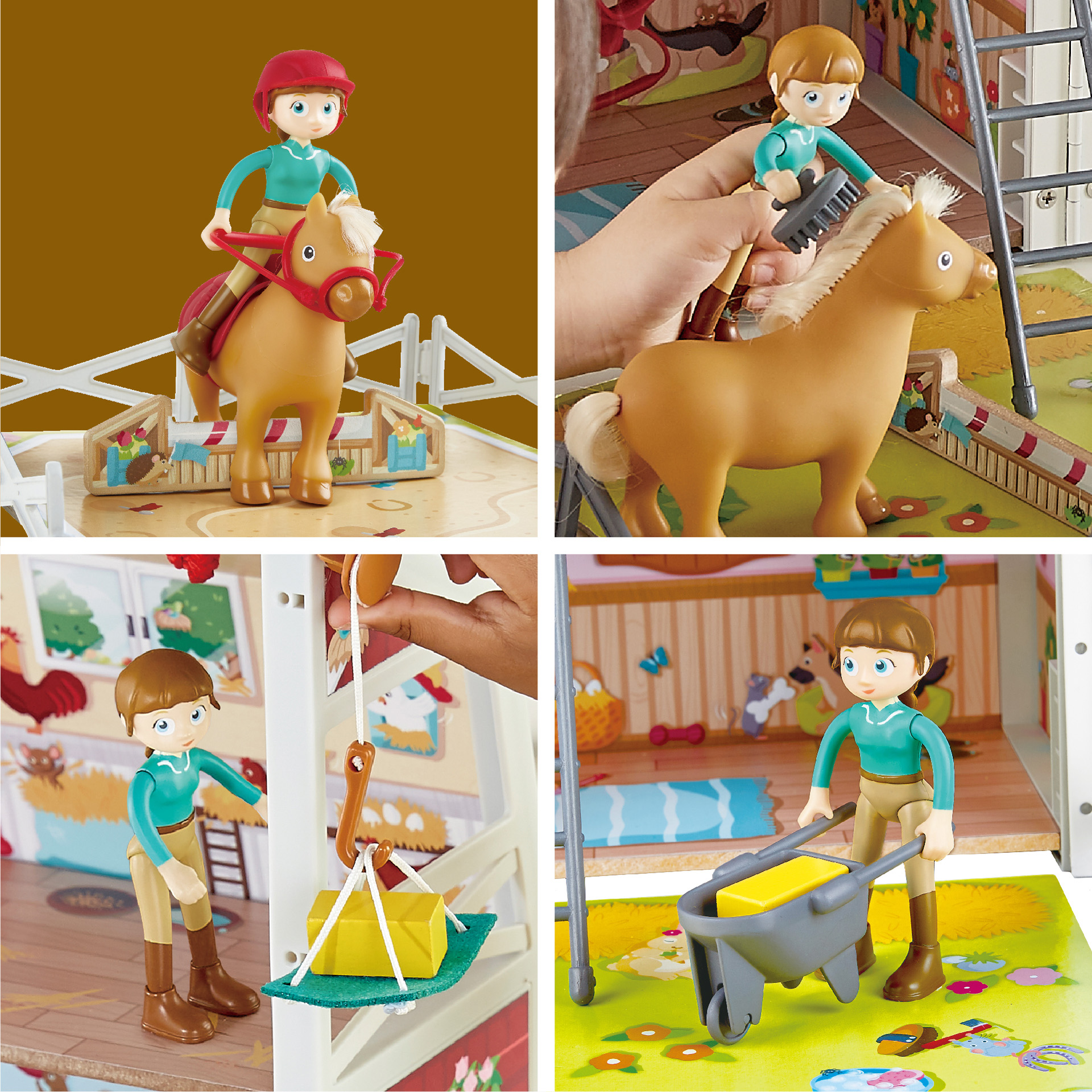 Hape Pony Club Ranch | Carry Toy Horse Stable with Accessories And Pretend Play Activities Playset, 3 Years And Up