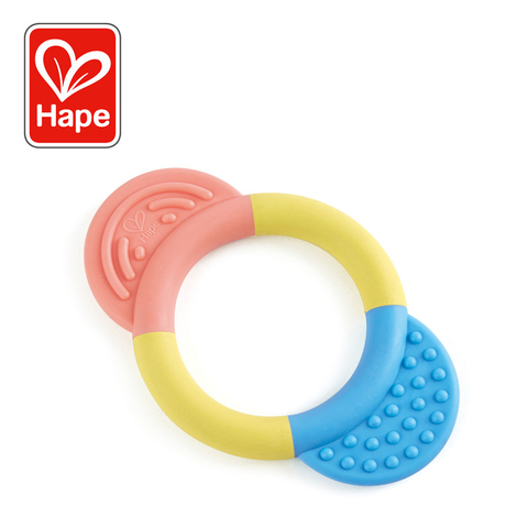 Hape Teether Ring | Multi-Textured Teething Toy For Babies, Soft Colored