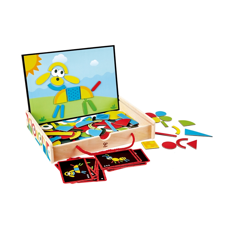 Hape Magnetic Art Box | 91-Piece On-The-Go Magnet Toy Playset With Wooden Box For Kids