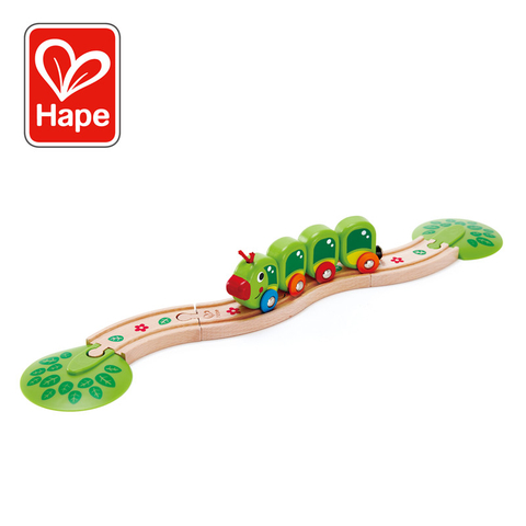 Hape Caterpillar Train Set | Wooden Train Play Set Toy With Railway For Toddlers 