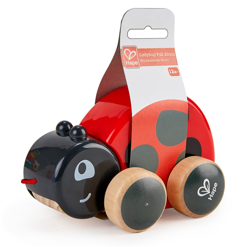 Hape Ladybug Pull-Along | Easy Pull Flapping Wooden Toddler Toy, Multi-Color