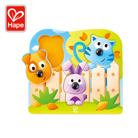 Hape Big Nose Pet Puzzle | Animal Wooden Peg Jigsaw Puzzle Game, Learning Toy For Toddlers 