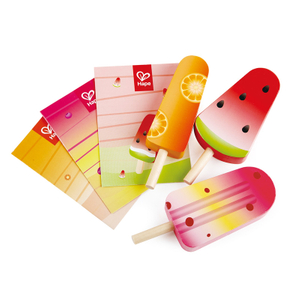 Hape Perfect Popsicles | 3 Play Wood Popsicles Set with Individual Packs for Pretend Play | 3+ Years 
