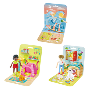 Hape Adventure Kids | 3D Pop-up Cards & Posable Doll Collection For Children, 3 In 1 Toy Set 
