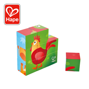 Hape Farm Animal Block Puzzle | 3D Stacking Block Animal Puzzle For Toddlers